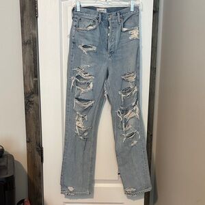 AGOLDE size 24 90’s mid rise loose fit button fly light wash jeans Guc